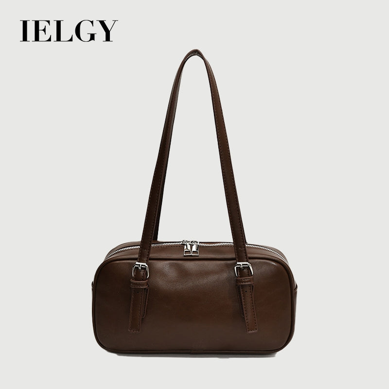 Ielgy Niche Design Retro Bowling Bag Shoulder Commuter Large Capacity Portable Underarm Pillow Bag