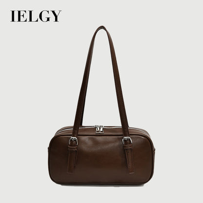 Ielgy Niche Design Retro Bowling Bag Shoulder Commuter Large Capacity Portable Underarm Pillow Bag