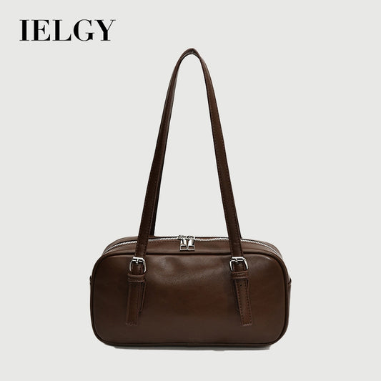Ielgy Niche Design Retro Bowling Bag Shoulder Commuter Large Capacity Portable Underarm Pillow Bag