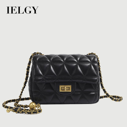 Ielgy Ladies White Messenger Bag All-Match Small Golden Ball Diamond Chain Small Square Bag