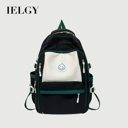 Ielgy Korean Version High School Junior High School Students Large-Capacity Backpack Simple Burden-Red