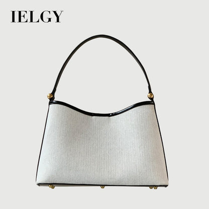 Ielgy Korean Version Niche Design Handbag Canvas Shoulder Armpit Bag Bucket Bag