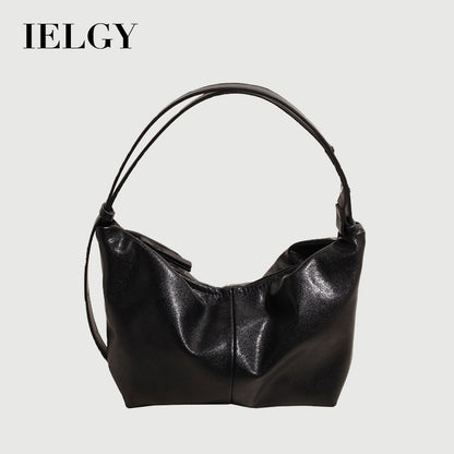 Ielgy Trendy Large-Capacity Korean Retro Fashion Dumpling Bag Casual One-Shoulder Diagonal Bag