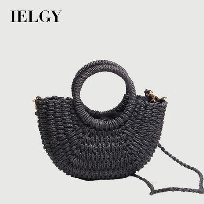 Ielgy Mini Messenger Woven Bag Cute Portable Summer Seaside Vacation Beach Bag