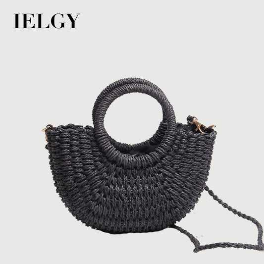 Ielgy Mini Messenger Woven Bag Cute Portable Summer Seaside Vacation Beach Bag