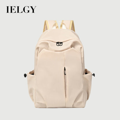 Ielgy Japanese Korean Simple Large-Capacity Solid Color Backpack University School Bag Campus Backpack