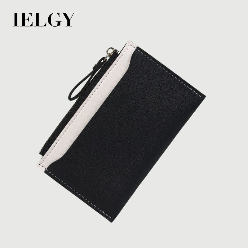 IELGY Women Long Walletkorean Style Splicing Contrast Color Zipper Coin Purse