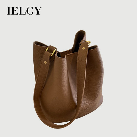 Ielgy Western Style Bucket Bag All-Match Texture One Shoulder Commuter Casual Korean Version
