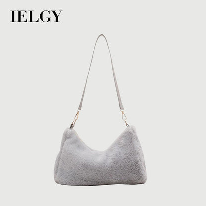 IELGY light and smooth zipper ladies plush solid color shoulder bag