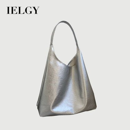 Ielgy Niche Silver Underarm Bag Trendy Korean Version Tote Bag All-Match Student Large-Capacity Shoulder Bag