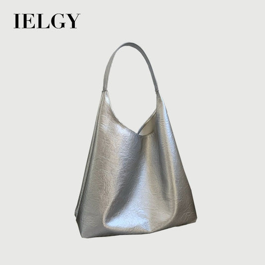 Ielgy Niche Silver Underarm Bag Trendy Korean Version Tote Bag All-Match Student Large-Capacity Shoulder Bag