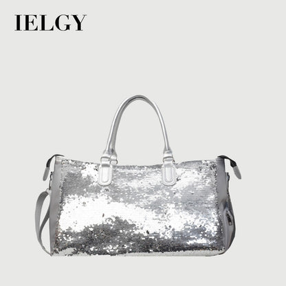 Ielgy Summer Fashion Large-Capacity Travel Bag High-End Feeling Dry Wet Separation Sequins Short-Distance Travel Portable Shoulder Bag