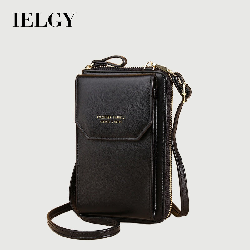 IELGY Ladies PU Leather Long Phone Bag Fashion Korean Multifunctional Student Messenger Bag