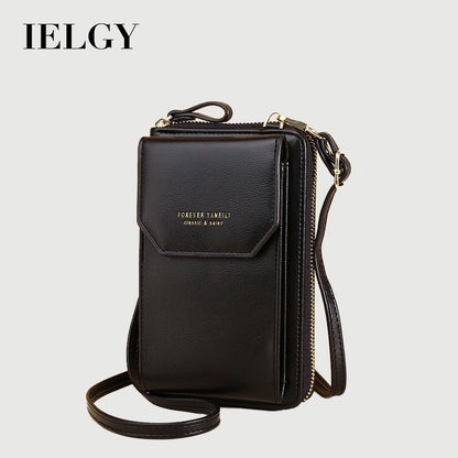 IELGY Ladies PU Leather Long Phone Bag Fashion Korean Multifunctional Student Messenger Bag