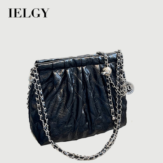 Ielgy Ladies Large-Capacity Fashion High-End Rhombus Chain Cross-Body All-Match One-Shoulder Bucket