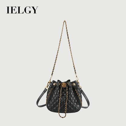 Ielgy Large Capacity Fashionable Diamond Chain Bag Shoulder Bucket Bag
