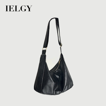 Ielgy Retro Tote Bag Preppy Style All-Match Large-Capacity One-Shoulder Commuter Messenger Bag