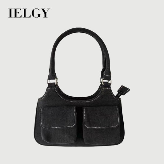 Ielgy Ladies Retro Denim Blue Shoulder Underarm Bag Portable