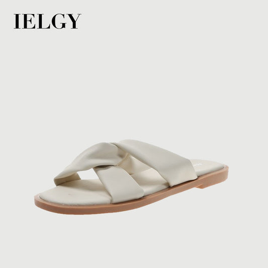 IELGY cross strap Korean woven surface all-match flat bottom women's slippers