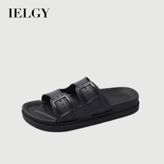 IELGY cute slippers female Korean style one-word sandals and slippers home soft sandals and slippers