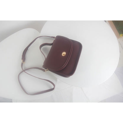 IELGY One shoulder Fashion Retro Black Simple Crossbody Women's bag Lock Portable