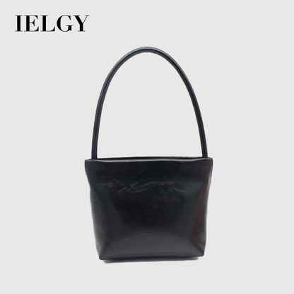 Ielgy Retro Armpit Order Shoulder Portable Granny Bag Fashionable All-Match Oil Wax Leather Female Bag Square Bag