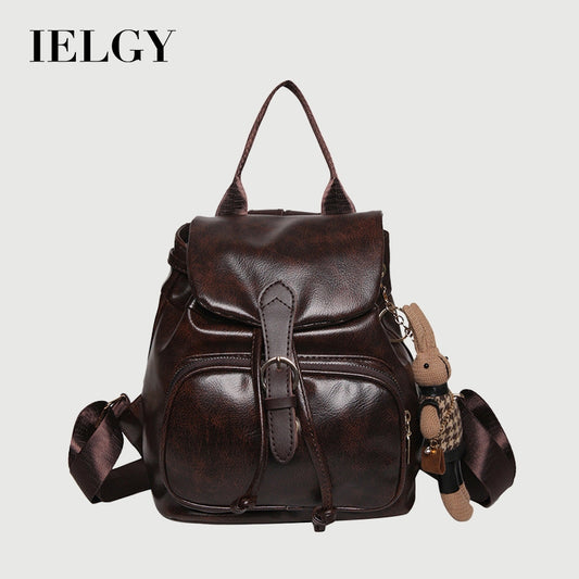 Ielgy Fashionable Backpack with Cover Simple Shoulder Large Capacity Trendy Travel Backpack