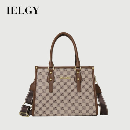 Ielgy Ladies Printed Shoulder Handbag All-Match Large-Capacity Retro Casual Bag