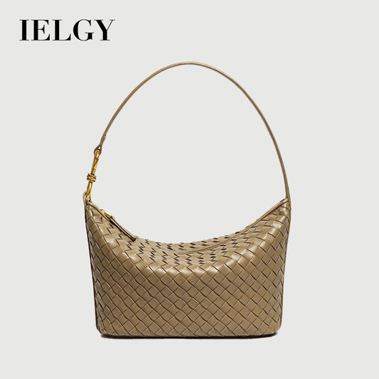 Ielgy Niche Trendy Underarm Hand-Woven Bag Fashion One-Shoulder Messenger Bag Casual Simple Portable Lunch Box Bag