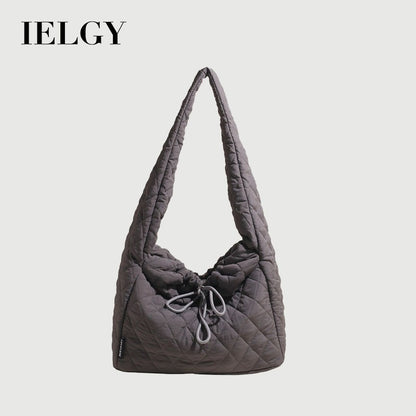 Ielgy Autumn Winter Large-Capacity Commuter Niche Cross-Body Tote Bag Ladies Canvas One-Shoulder Cotton