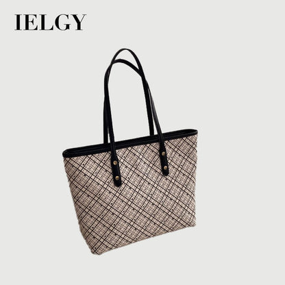 Ielgy Retro All-Match Commuter Large-Capacity Tote Bag Shoulder Handbag