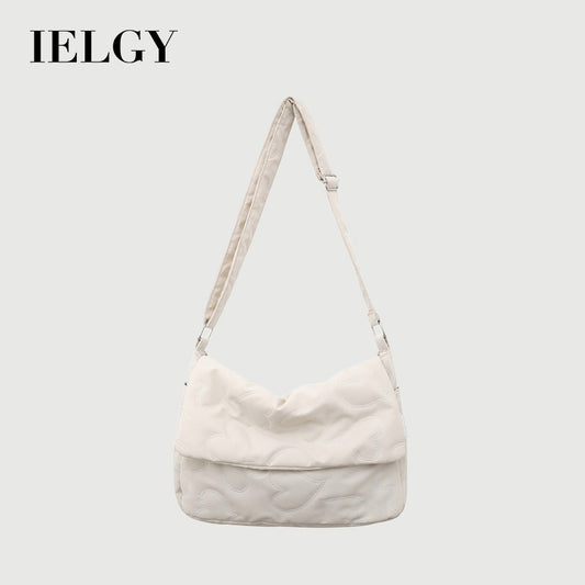 Ielgy Ladies Simple Rhombus Art Large-Capacity Fresh All-Match Messenger Bag (without Pendant)