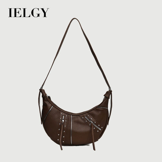 Ielgy Large-Capacity Bag High-End Texture Niche Autumn Winter All-Match One-Shoulder Messenger Rivet Dumpling Bag