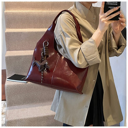 Ielgy Red Casual Bag Fashion Shoulder Bag Large Capacity Commuter Tote Bag