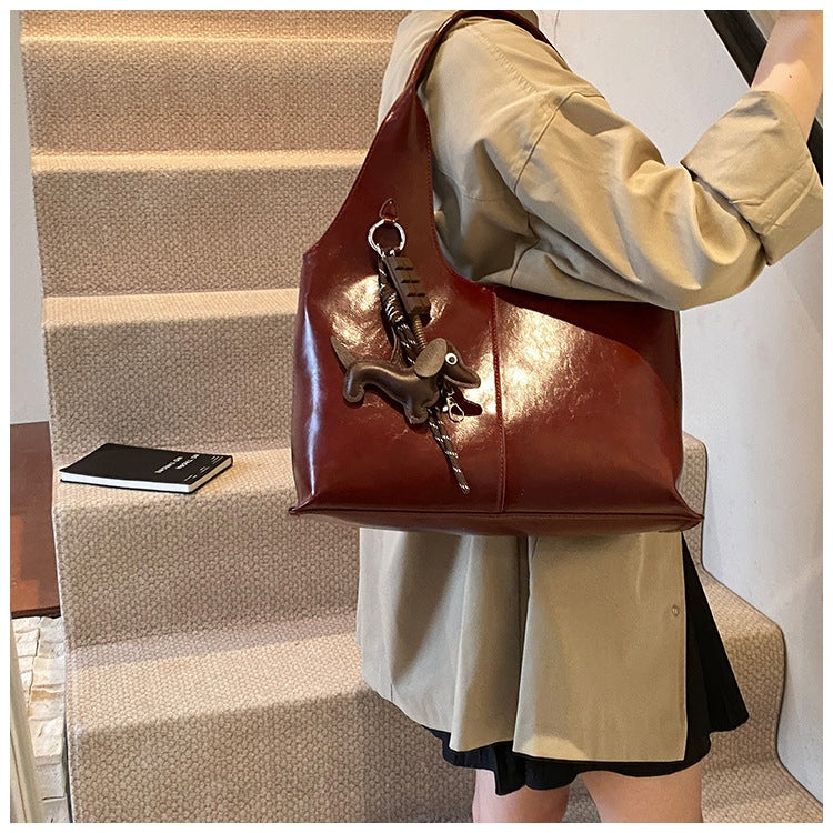 Ielgy Red Casual Bag Fashion Shoulder Bag Large Capacity Commuter Tote Bag