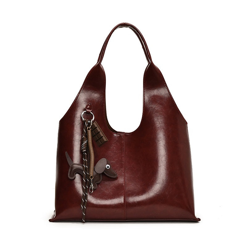 Ielgy Red Casual Bag Fashion Shoulder Bag Large Capacity Commuter Tote Bag