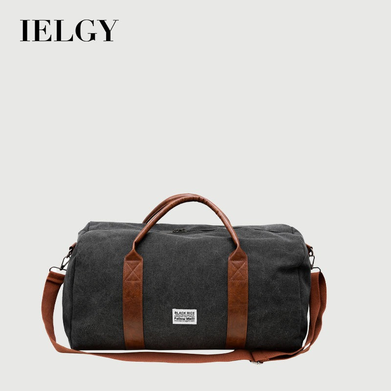 Ielgy Trendy Canvas Travel Bag Large Capacity Backpack Casual All-Match Business Trip Duffel Bag Short-Distance Handbag Gym Bag