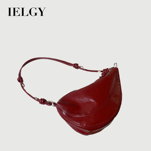 Ielgy Korean Niche Underarm Bag Women's Trendy Fashion Saddle Bag Casual Red Messenger Bag Trendy