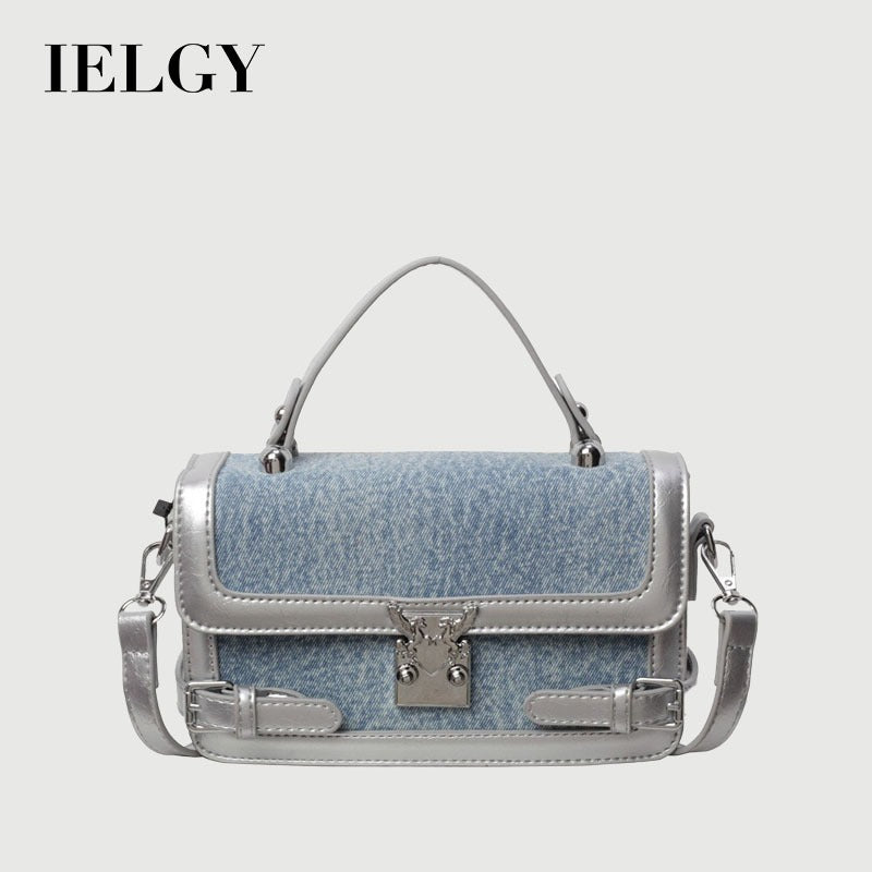 Ielgy Fashion Portable Small Square Bag Contrast Color Simple All-Match One-Shoulder Niche Trendy Cross-Body Bag