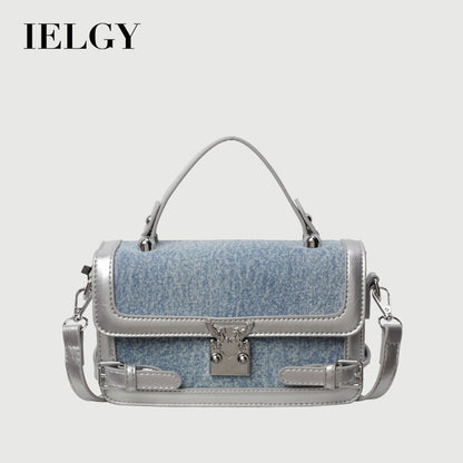 Ielgy Fashion Portable Small Square Bag Contrast Color Simple All-Match One-Shoulder Niche Trendy Cross-Body Bag