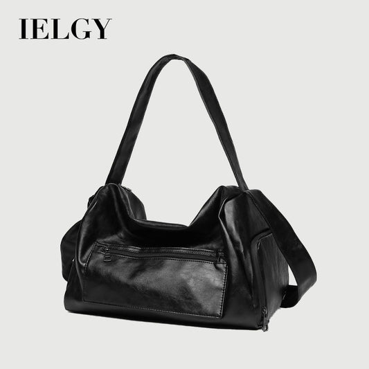 Ielgy Sports Fitness Handbag Short-distance Travel Large-capacity Duffel Bag Fashion Soft Leather Cross-body Bag