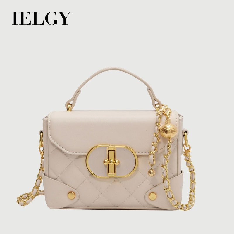 Ielgy Portable Box Bag Ladies Unique Texture Chain Shoulder Diagonal Bag