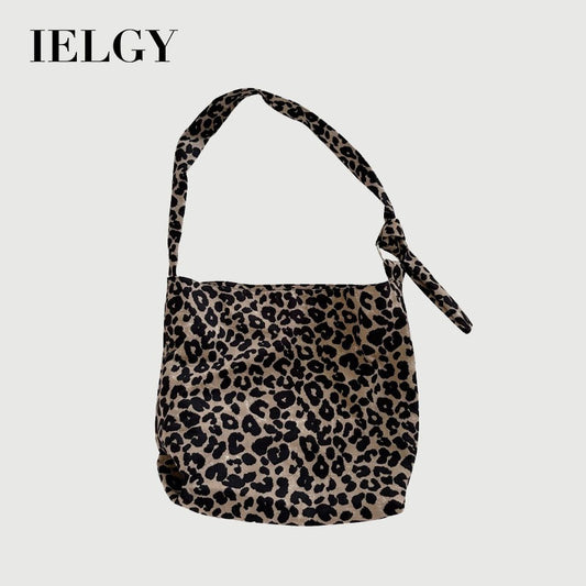 IELGY Lazy Leopard Print One-Shoulder Cross-Body Large-Capacity Tote Bag