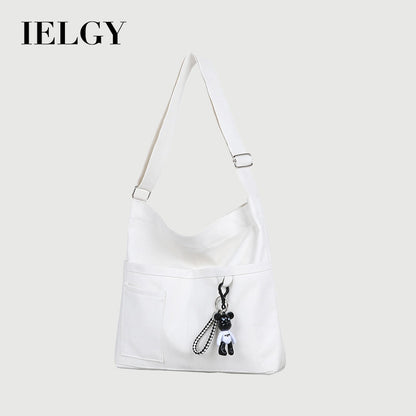 IELGY Canvas bag female crossbody Korean version of wild large-capacity school bag shoulder bag Literature and art backpack
