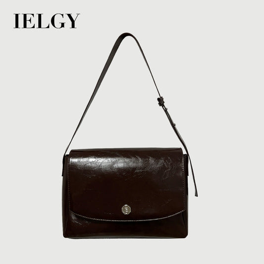 IELGY Messenger Bag Female Niche Design Retro Large-capacity Texture Commuter Briefcase