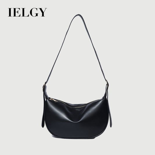 Ielgy Ladies Large-Capacity Black Dumpling Bag Fashion Large-Capacity One-Shoul