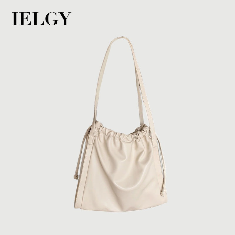 Ielgy Ladies Large Capacity Women Casual Cream White Bucket Bag Shoulder Tote Bag