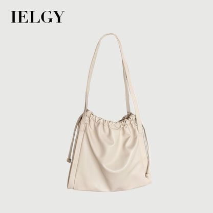 Ielgy Ladies Large Capacity Women Casual Cream White Bucket Bag Shoulder Tote Bag