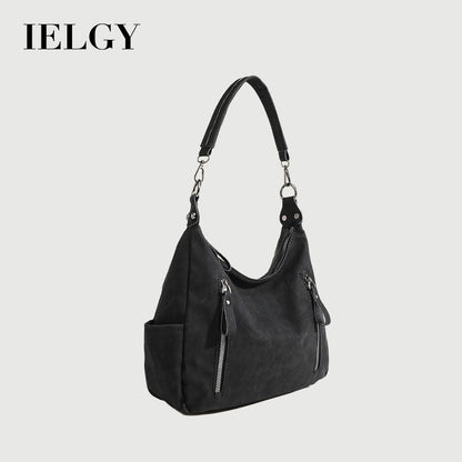 Ielgy Ladies Large-Capacity All-Match Retro Matte Cross-Body Texture One-Shoulder Commuter Tote Bag