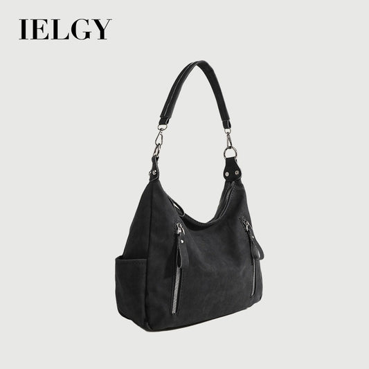 Ielgy Ladies Large-Capacity All-Match Retro Matte Cross-Body Texture One-Shoulder Commuter Tote Bag